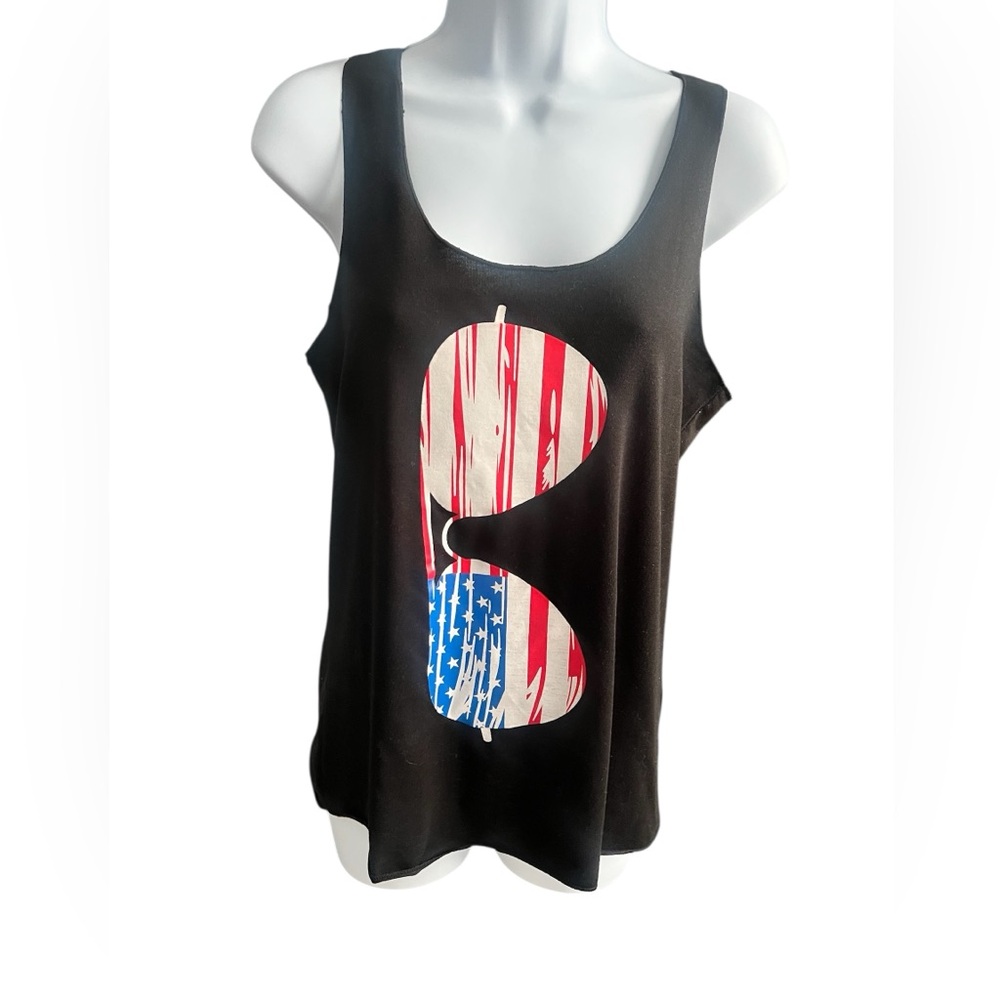 Black American Flag Aviator Razor Back Tank M